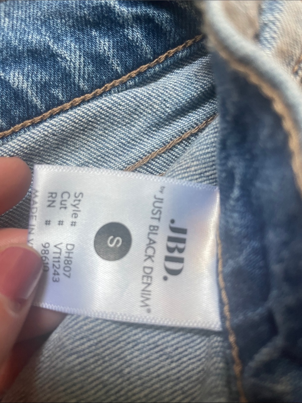 High-Rise Light Blue Denim Jean Shorts with Front Patch Pockets - Picture 4 of 4